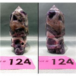 Chevron Amethyst Carved Skull w/ Healing Point Top