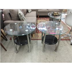 Pair of 25" End Tables with Tempered Glass Tops