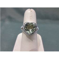 Large Green Amethyst & Diamond Ring