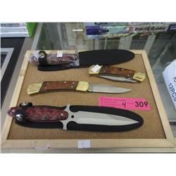 2 New Folding Knives & Two 5" Daggers