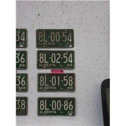 Four 1968 Alberta License Plates