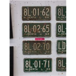 Four 1968 Alberta License Plates
