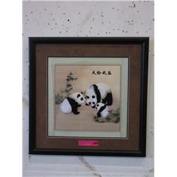 Asian Fabric Art Panda Picture