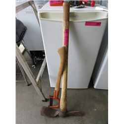 2 Hand Tools, Large Pick Axe & Small Axe