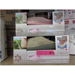 2 Pairs of New Memory Foam Slippers - Size L & XL