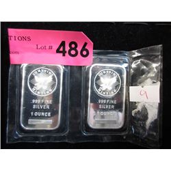 2 Sunshine Minting .999 Silver 1 Oz. Bars