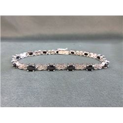 7.8 CT Blue Sapphire & Diamond Tennis Bracelet