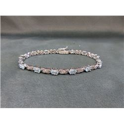 7.15 CT Blue Topaz & Diamond Tennis Bracelet