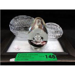 Art Glass Egg & 2 Trinket Boxes
