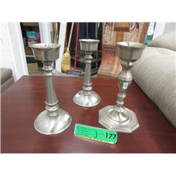 3 Gluckstein 8" Metal Candle Holders