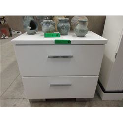 New White Lacquer 2 Drawer Bedside Table