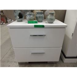 New White Lacquer 2 Drawer Bedside Table