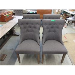 4 New Fabric Dining Chairs with Wood Legs