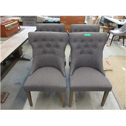 4 New Fabric Dining Chairs with Wood Legs