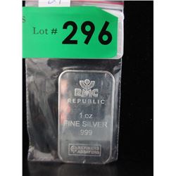 1 Oz. Republic Metals Corp .999 Silver Bar
