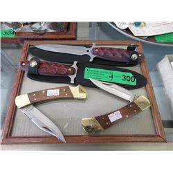 2 New Folding Knives & Two 4" Daggers