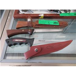 2 Hunting Knives with Sheaths - 5" Blades