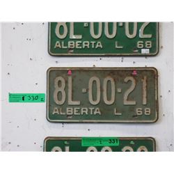 Pair of 1968 Alberta License Plates