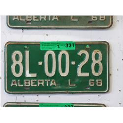 Pair of 1968 Alberta License Plates