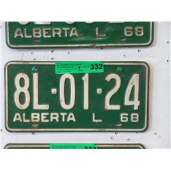 Pair of 1968 Alberta License Plates