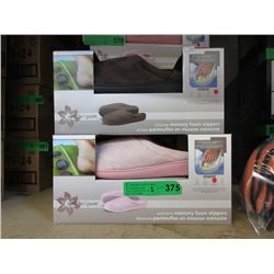2 Pairs of New Memory Foam Slippers - Size L & XL