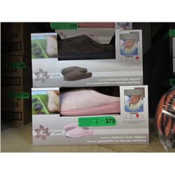 2 Pairs of New Memory Foam Slippers - Size L & XL