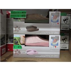 2 Pairs of New Memory Foam Slippers - Size L & XL