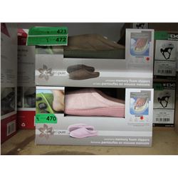 2 Pairs of New Memory Foam Slippers - Size L & XL