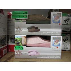 2 Pairs of New Memory Foam Slippers - Size L & XL
