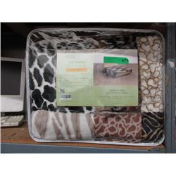 New Queen Size Animal Stripe Sherpa Blanket