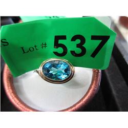 New 10KT Gold & Blue Topaz Ring - Size 8