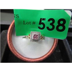 14 KT Gold, Pink Sapphire &  Diamond Cluster Ring