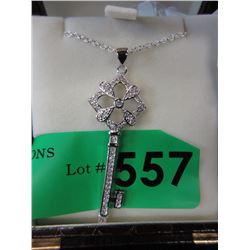 New Crystal Key Pendant on .925 Silver Chain