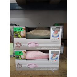 2 Pairs of New Memory Foam Slippers - Size L & XL