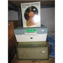 2 Vintage Record Players & Record Vacuum