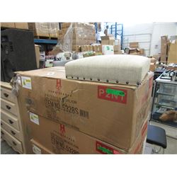 Pair of New Beige Fabric Side Chairs - Wood Legs