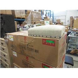 Pair of New Beige Fabric Side Chairs - Wood Legs