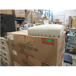 Pair of New Beige Fabric Side Chairs - Wood Legs