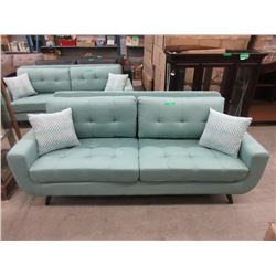 New Retro Style 7 Foot Aqua Fabric  Sofa