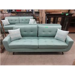 New Retro Style 7 Foot Aqua Fabric  Sofa