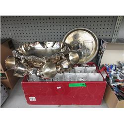 Silver Plated Punch Bowl & 2 Dozen Wine Glasses