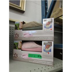 2 Pairs of New Memory Foam Slippers - Size L & XL
