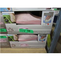 2 New Pairs of Memory Foam Slippers - Size L