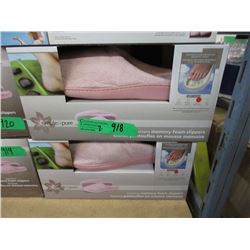 2 New Pairs of Memory Foam Slippers - Size L