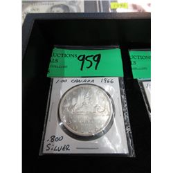 1966 Canadian Silver Dollar Coin - .800 Silver