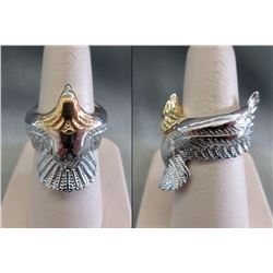 Stainless Steel  & Gold Clad Winged Eagle Ring