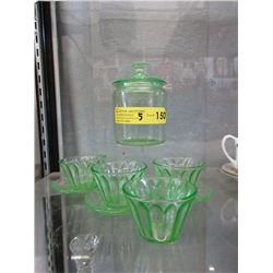 5 Pieces of Vintage Uranium Glass