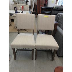 Pair of New Oatmeal Colour Fabric Dining Chairs