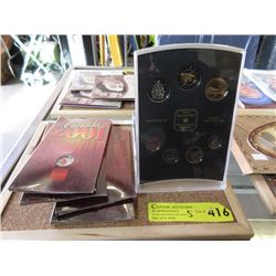 2001 Canadian Coin Set and 4 Colourized Quarters