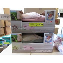 2 Pairs of New Memory Foam Slippers - Sizes L & XL